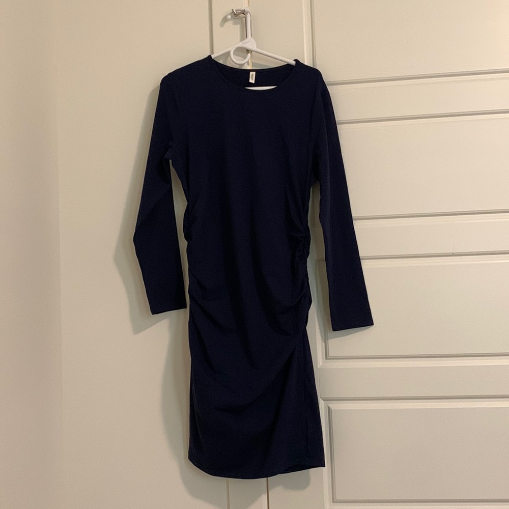 Missufe Long Sleeve Ruched Casual Knee Length Dress